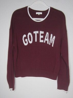 No Comment Brand Go Team Burgundy Sweater - Size Medium